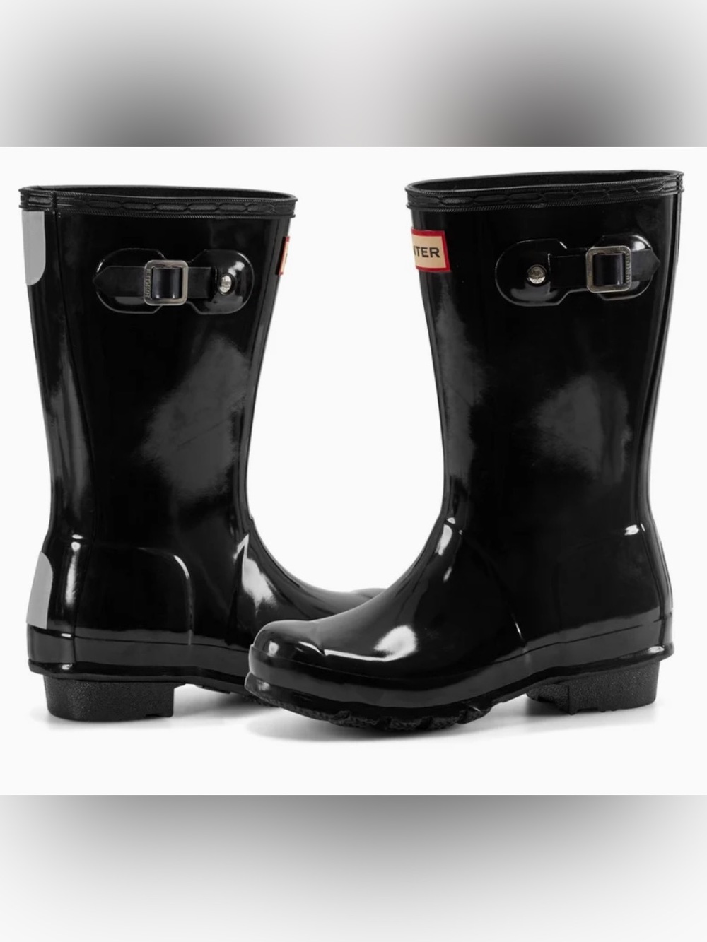 Hunter | Big Kids Original Black Gloss Rain Boots | Girls Size 3